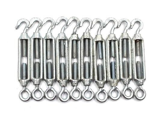 10x Heavy Duty Galvanised Turnbuckle Strainer M5 Hook Eye Wire Tension Tensioner