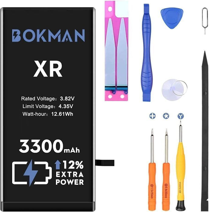 bokman Battery for iPhone XR, High Capacity Increased 12% with 3300mAh Polymer