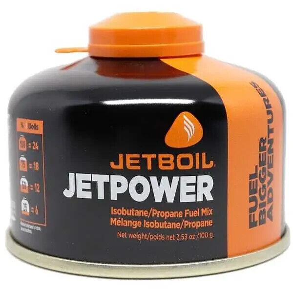 Jetboil Jetpower Fuel 100g JETPWR-100 Camping Gas Isobutane Propane Fuel Mix