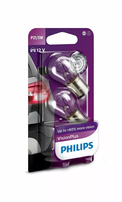 Philips Vision Plus P21/5W Indicators Interior Bulb 12499VPB2(Twin)