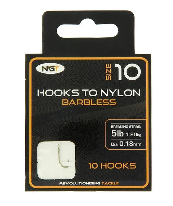 1 x Packet of NGT Barbless Hooks To Nylon 10 Coarse fishing Tackle