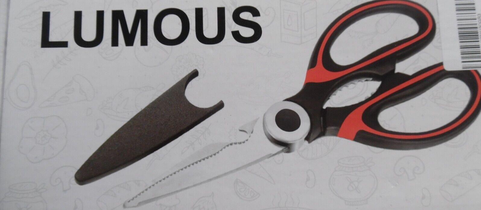 lumous kitchen scissors stainless steel red and black handle