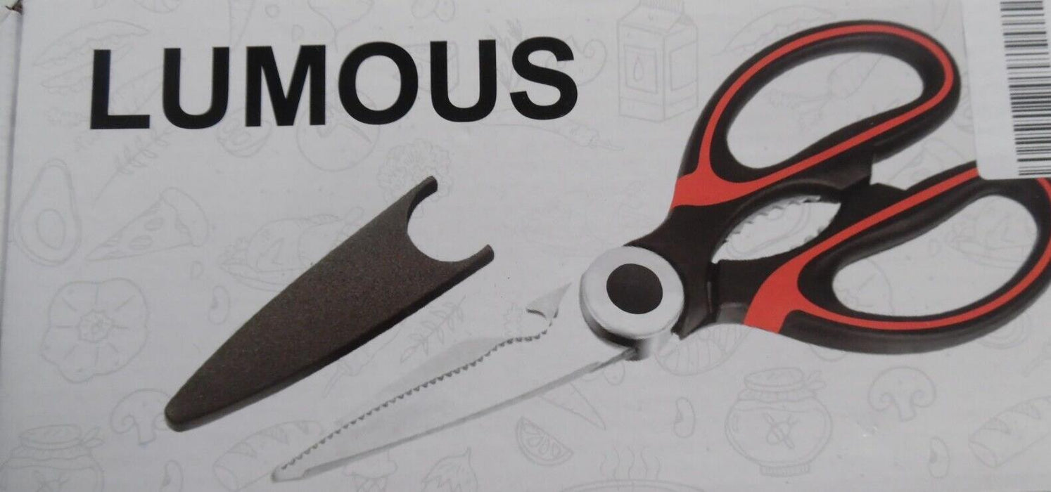 lumous kitchen scissors stainless steel red and black handle