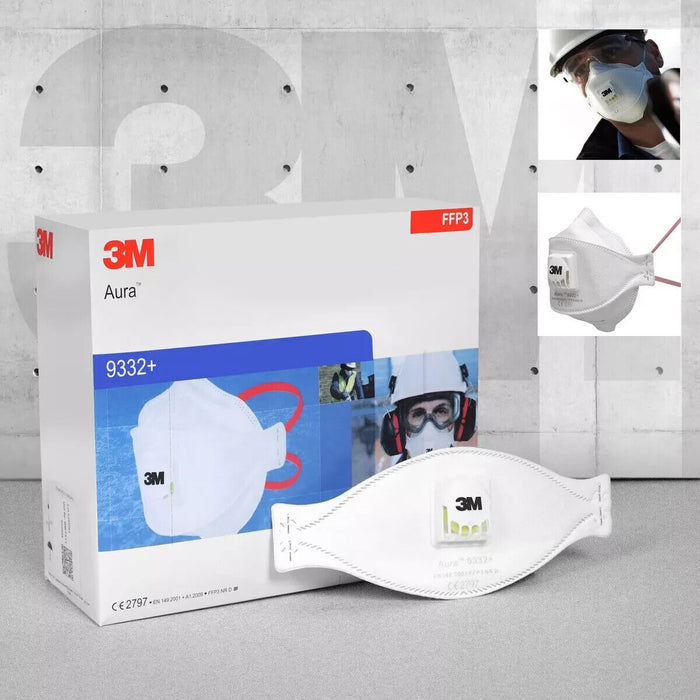 5 x 3M Aura 9332+ Valved Dust Masks / Respirators