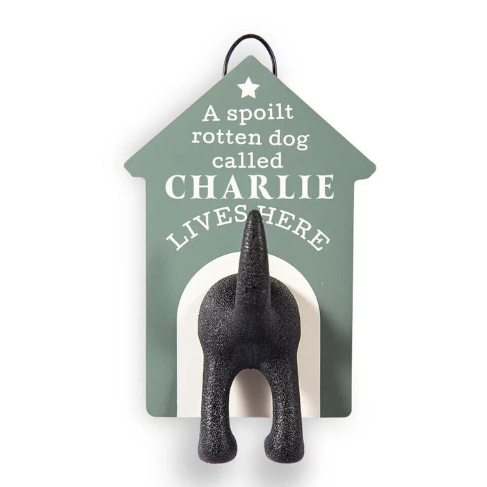 Dog Lead Hook Spoilt Puppy Lives Here Pet Funny Hanger