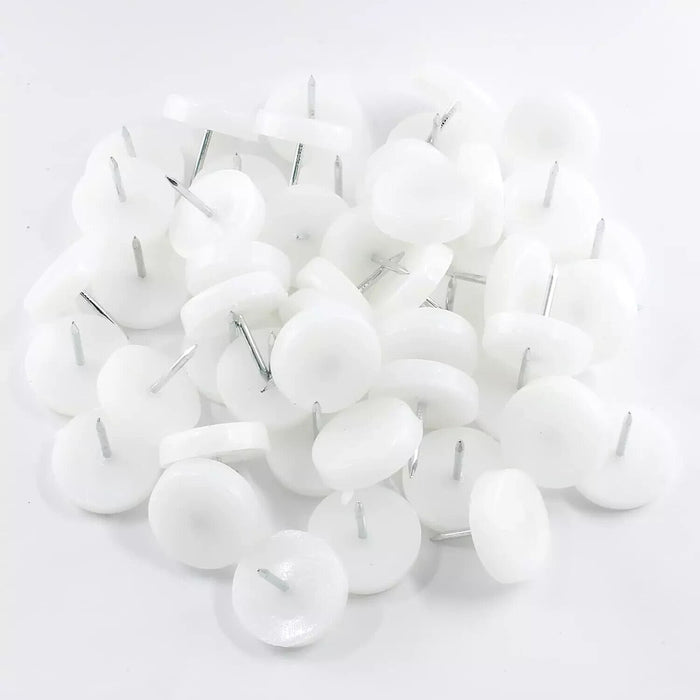 50pcs  (15mm) Nail On Chair Sliders, Round Plastic Furniture Feet