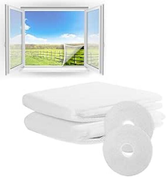 150cm, Set of 3, White Mesh Insect Prevention with Hook and Loop Adhesive Tape