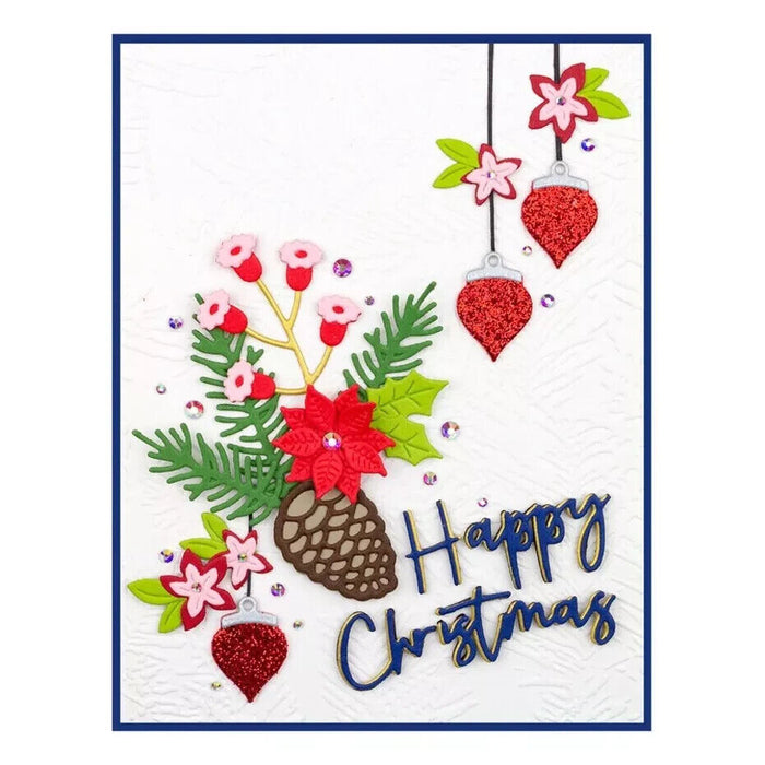 Spellbinders Christmas Blooms Pine Cone Holly Leaf Die Set Christmas Card Making