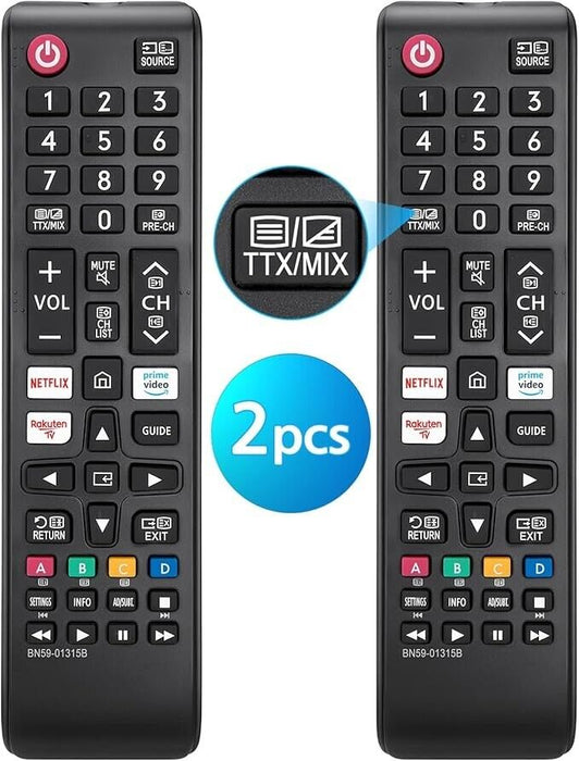 2pcs Remote Control for Samsung LCD UHD QLED 4K HDR TVs with 3 hot-keys Netflix