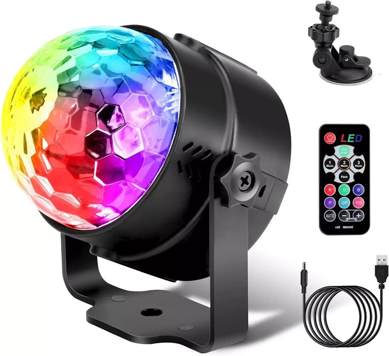 GoBikey Multicoloured 360° Rotation Sound Activated Disco Party Light & Remote