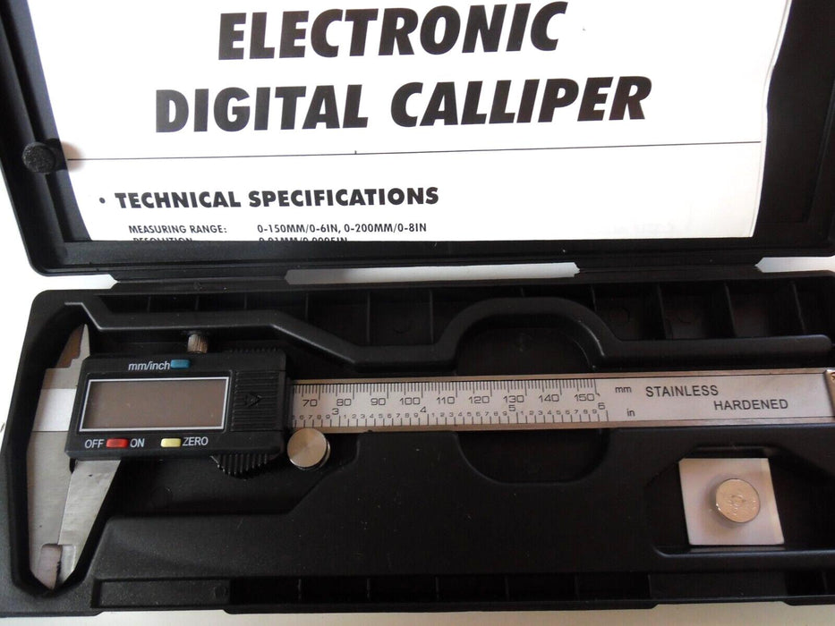 150mm/6" Digital Caliper 4 Measuring Modes Inc Depth & Step + Battery