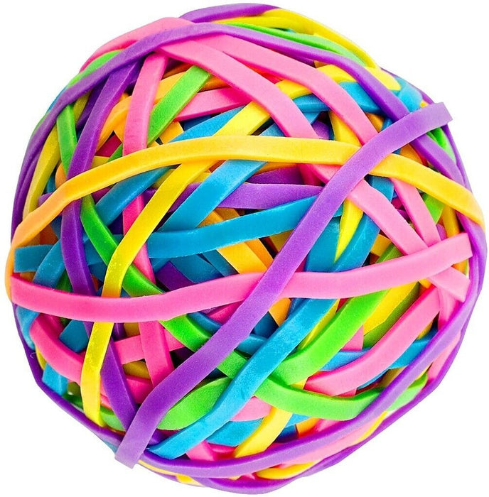 ELASTIC BANDS Ball - Assorted Colours 150g of Rubber Bands