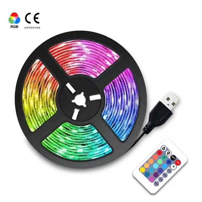 LED Strip Lights USB 1-5m 5050 RGB Colour Changing Tape for kitchen Cabinet, TV