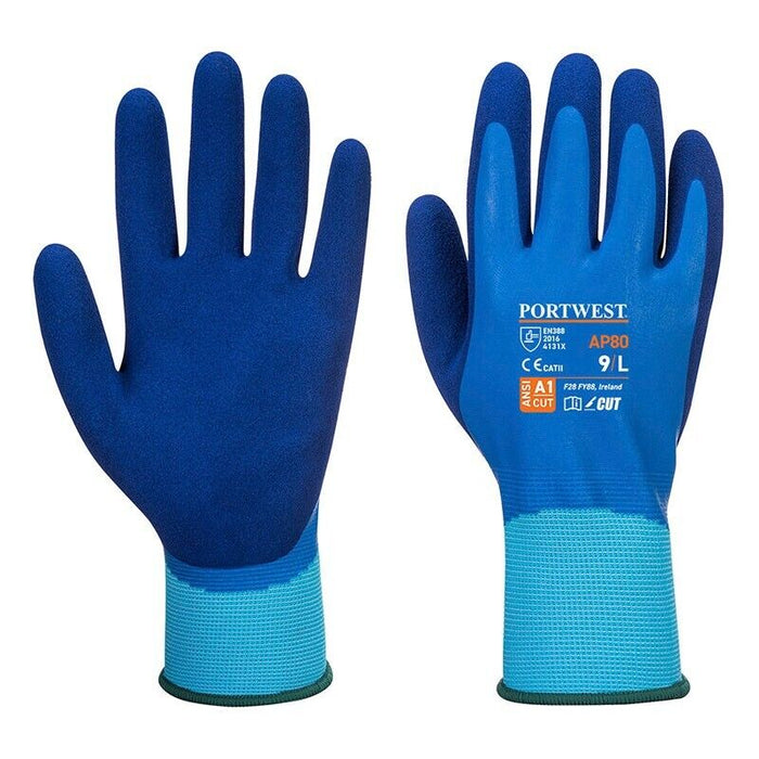 PORTWEST Liquid Pro Gloves Waterproof Dual Latex Coated Safety Work Gloves AP80