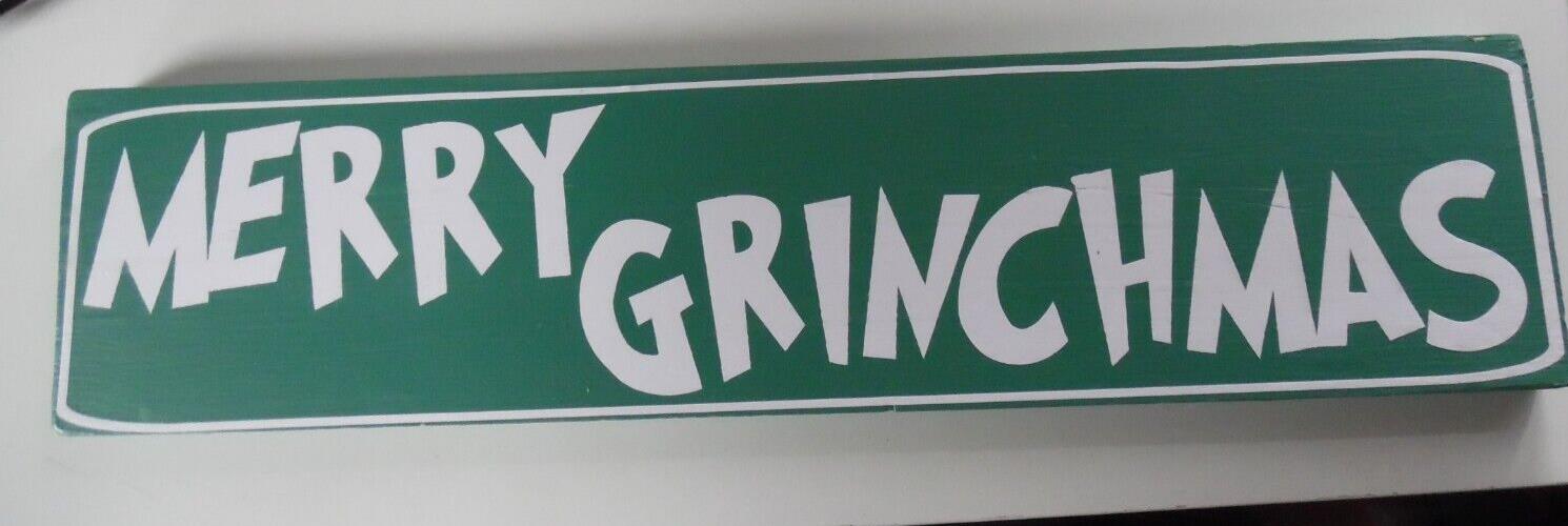 merry grinchmas wooden sign 15.5" x 3.75"