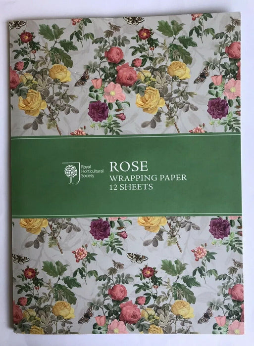 RHS Rose Gift Wrapping Paper Book 12 Vintage Cottage Retro Style Craft Sheets 