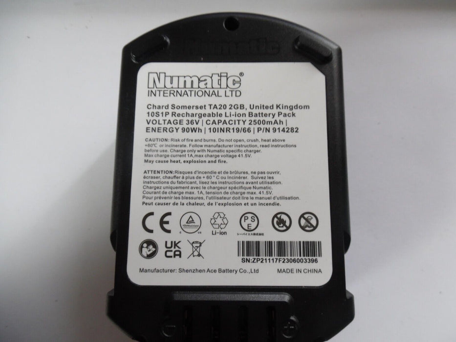 numatic 914282 battery pack 2500mAh