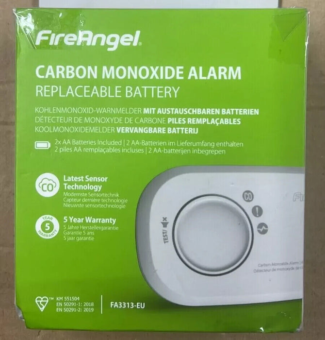 FireAngel FA3313-EU LED Carbon Monoxide Alarm Replaceable Battery 10 Year Life
