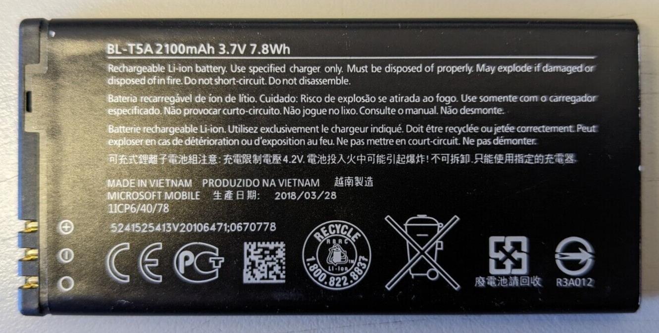 Genuine Nokia Microsoft BL-T5A, BV-T5A Battery For Lumia 730 735 550 738 NEW