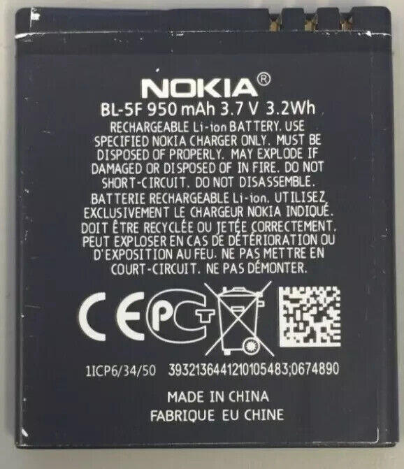 GENUINE USED BL-5C BATTERY 1020mAh FOR NOKIA 106 1100 1600 2300 6230 6630