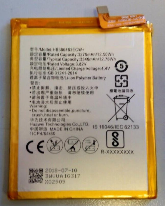 Replacement For Huawei HB386483ECW+ Battery 3270mAh 3.82V