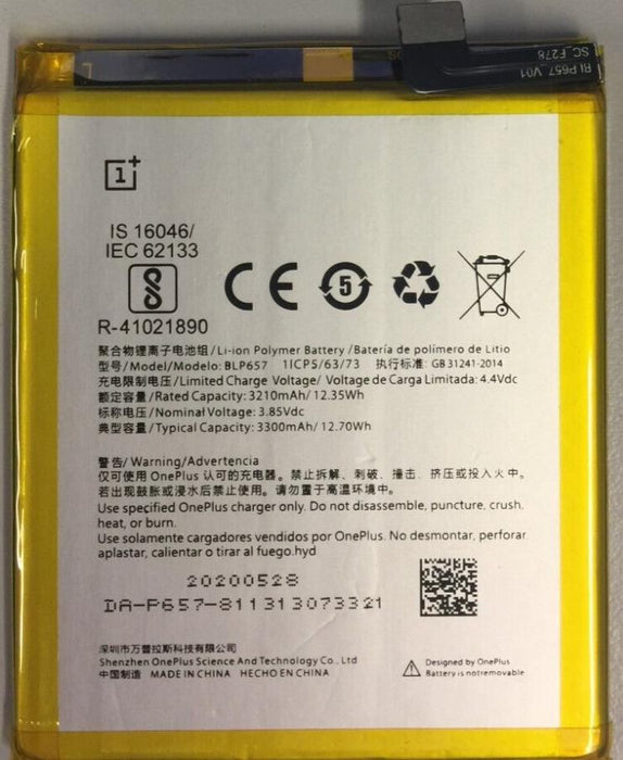 Internal Battery OnePlus 5 & 5T Phone BLP657 3300mAh