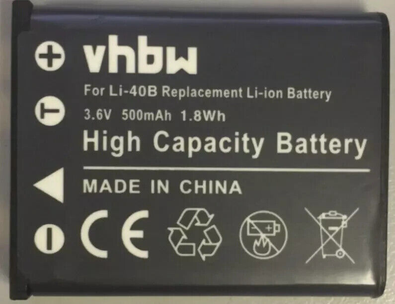 VHBW Battery Replacement For Olympus Li-40B Li-42B 500mAh
