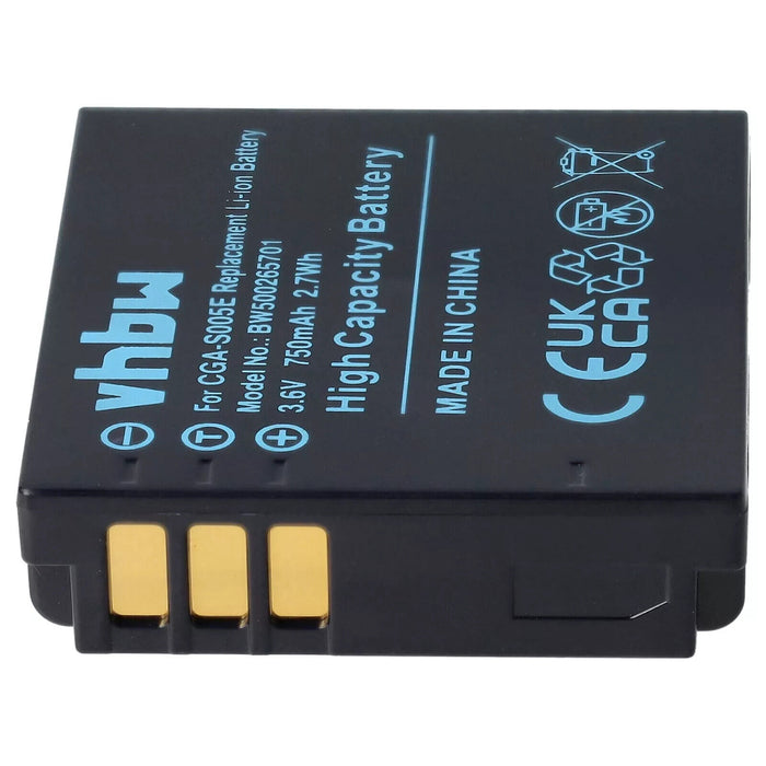 Battery for Panasonic CGA-S005 DMW-BCC12 CGA-S005E/1B CGA-S005E 750mAh