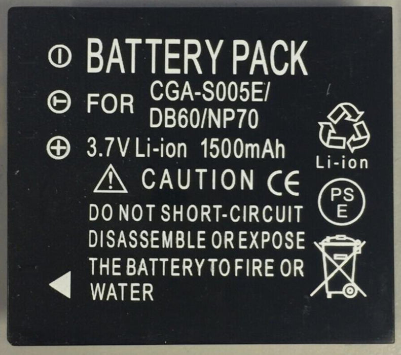 Battery for Panasonic CGA-S005 DMW-BCC12 CGA-S005E/1B CGA-S005E 1500mAh