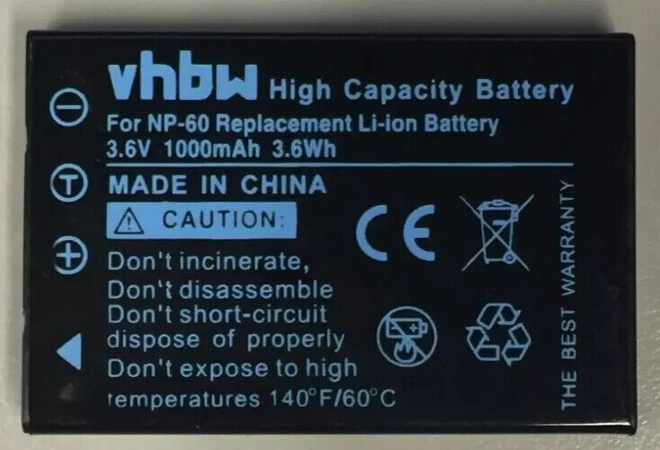 vhbw Replacement Battery for Casio NP-60 1000mAh