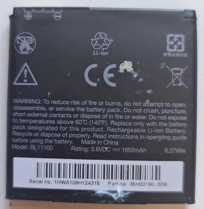 GENUINE HTC Desire X battery Model BL11100 on 1650mAh