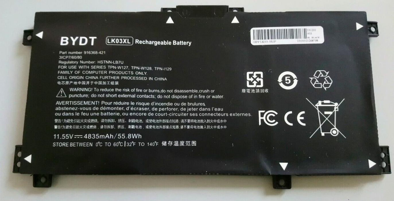 BYDT New LK03XL Replacement Battery For HP ENVY X360