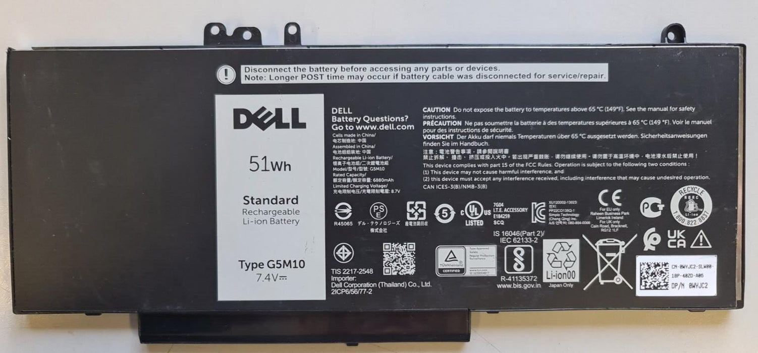 Original 51Wh 4-Cell Dell G5M10 0G5M10 8V5GX WYJC2 Battery. Genuine Dell Brand.