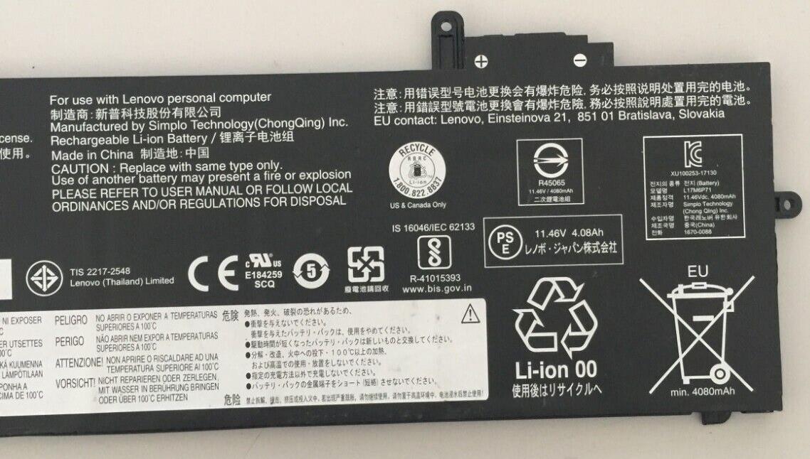 Battery L17C6P71 L17L6P71 for Lenovo ThinkPad X280 A285 01AV472 20MXS04P00