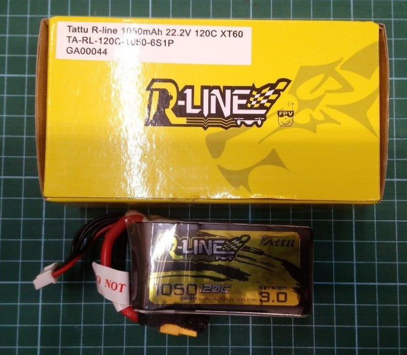 Tattu R-Line Version 3.0 1050mAh 22.2V 120C 6S Lipo Battery Pack w/ XT60 Plug