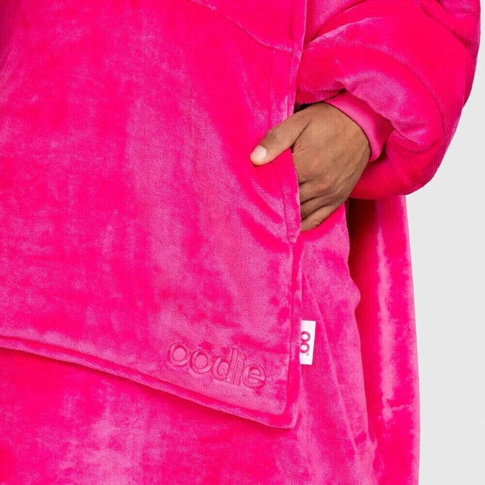 The Oodie Blanket Hoodie: Wearable Blanket - Bright Pink - Adult