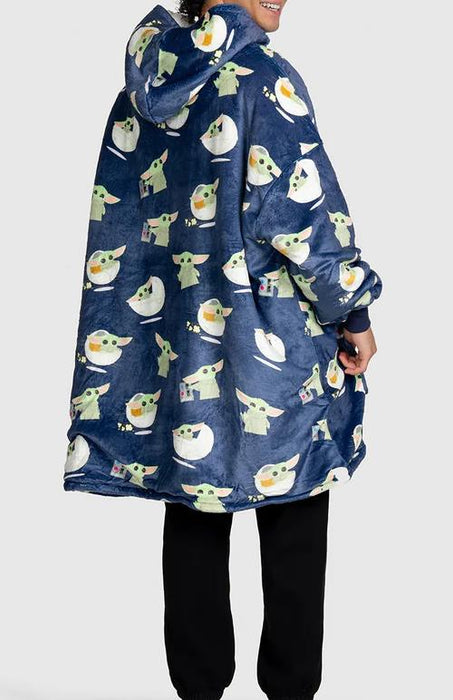 The Oodie Blanket Hoodie: Wearable Blanket - NAVY Mandelorian Grogu - Adult