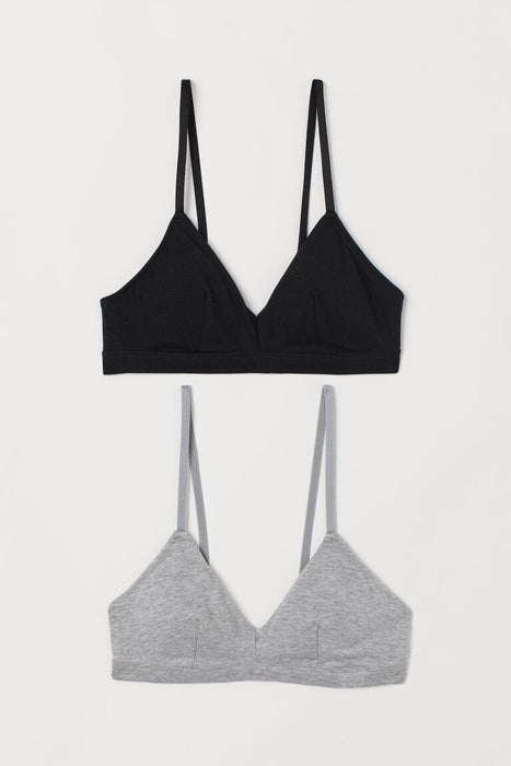 2-pack padded bras Grey Black L