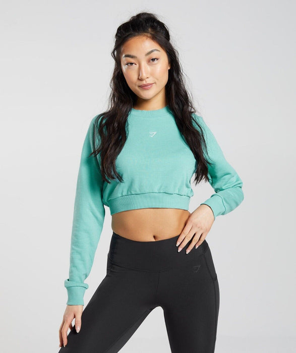 GYM SHARK TRAINING CROPPED SWEATER GREEN L