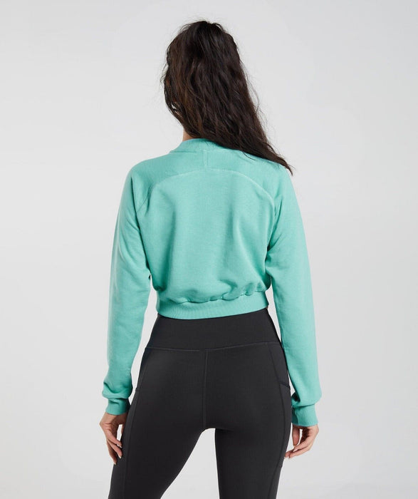 GYM SHARK TRAINING CROPPED SWEATER GREEN L