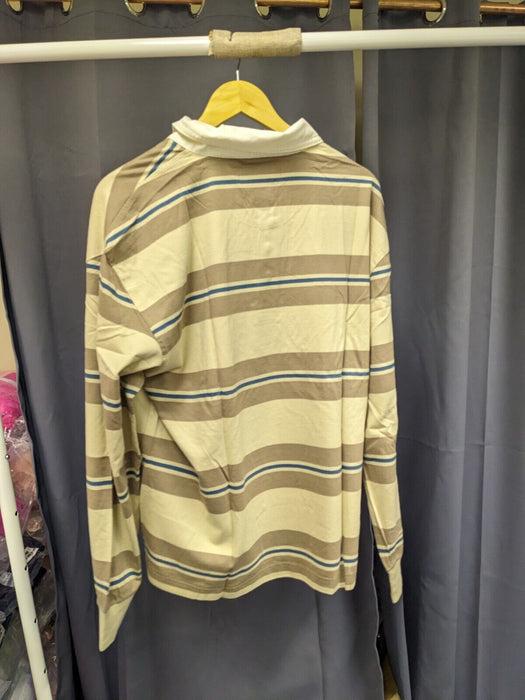 Abercrombie and Fitch Overized Rugby Shirt Beige Stripe Medium