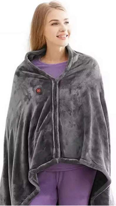 Electric Shawl - Grey - Easy USB Charge - Requires Battery Bank