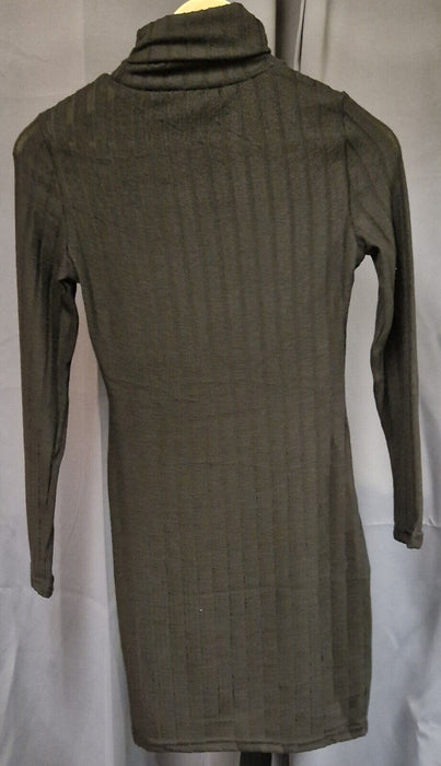 Unbranded Black Ribbed Long Sleeve Turtle Neck Dress - S