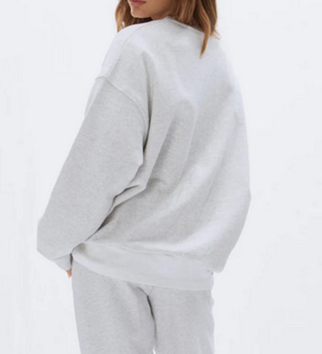 ADANOLA Oversized Sweatshirt - Light Grey - Medium