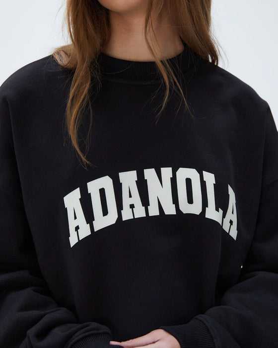 Adandola Varsity Oversized Sweatshirt - Black Size Large