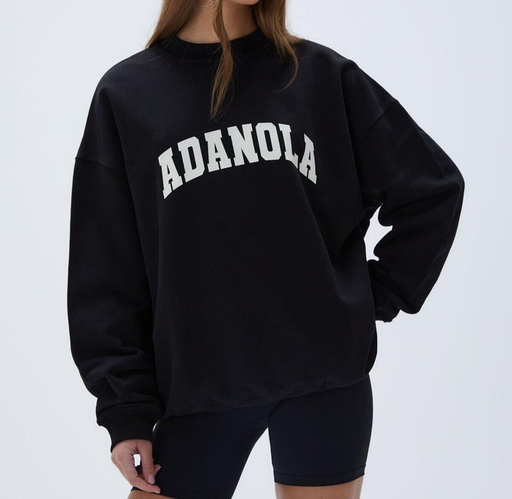 Adandola Varsity Oversized Sweatshirt - Black Size Large