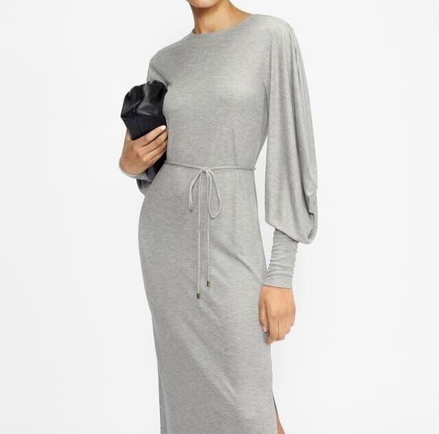 Ted Baker Blubela Structured Sleeve Midi Dress, Grey Size 4