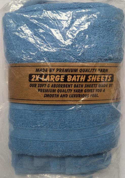 2x Large Bath Sheets - Premium Quality Yarn - Blue