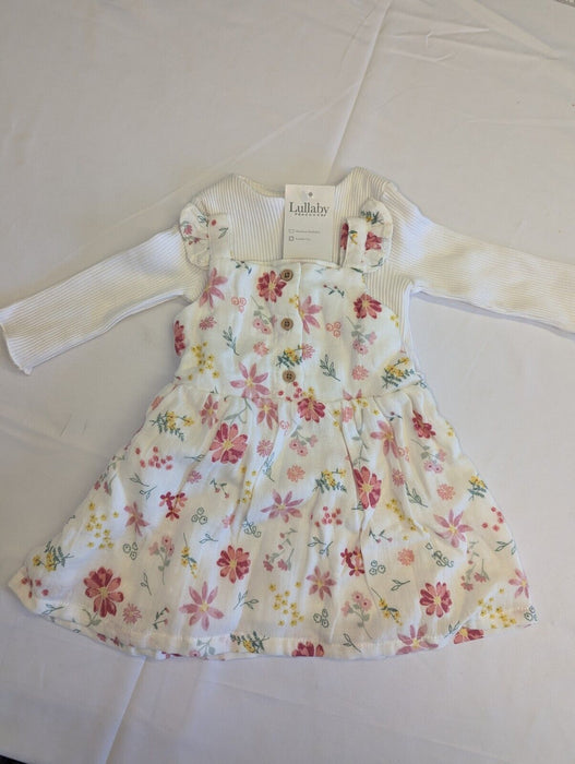 Lullaby Peacocks 0-3 Months White Top & Floral Dress