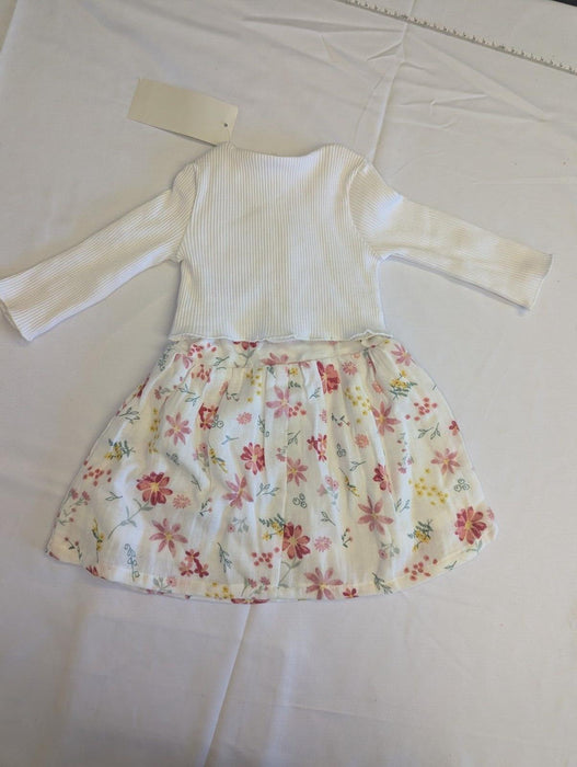 Lullaby Peacocks 0-3 Months White Top & Floral Dress